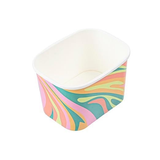 Coppetta 12 Ounce Dessert Cups, 200 Greaseproof Ice Cream Cups - Lids Sold Separately, For Hot And Cold Foods, Psychedelic Sunrise Paper Yogurt Bowls, Disposable, Sturdy - Restaurantware