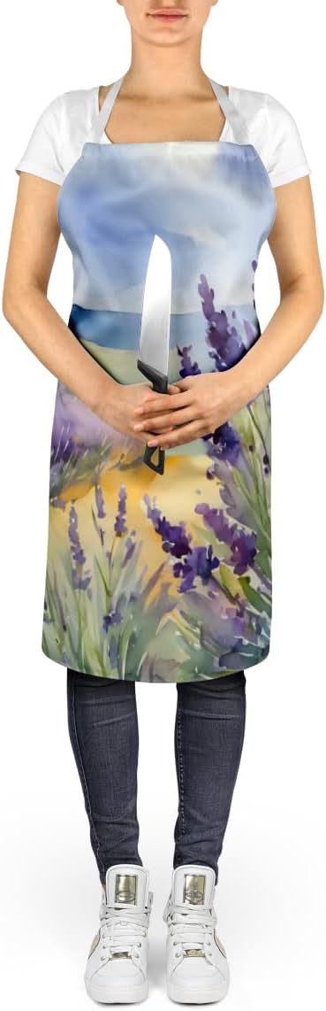 Caroline's Treasures Lavender in Watercolor Apron Cooking Kitchen Server Baking Crafts Gardening for Adult Women Men, Unisex, Large, Multicolor