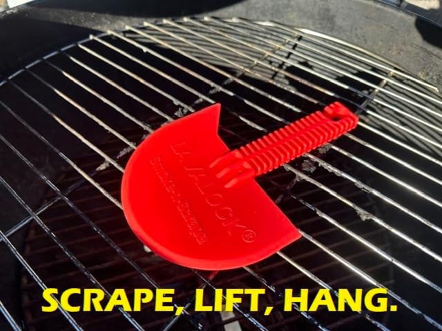 LavaLock Smok-n-Scrape Grill and Smoker Scraper, Residue Remover Cleaning Tool for Weber Kettle, Weber Smokey Mountain, UDS, WSM (Red Smoke-n-Scrape)