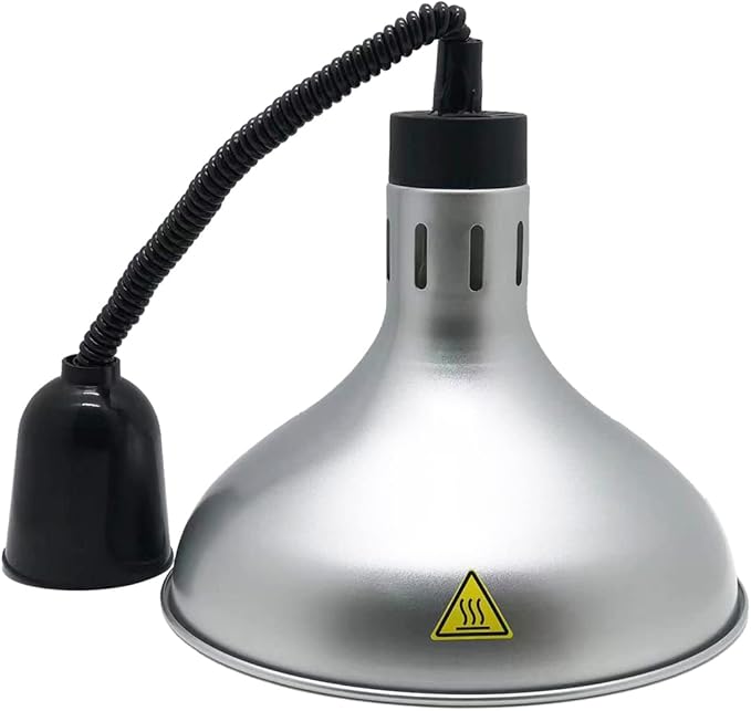 KOUDA Commercial Food Warmer Lights Telescopic Heating Lamps for Buffet Kitchen Restaurant (Dia.29cm,Adjustable Height.60-150cm) (Silver)