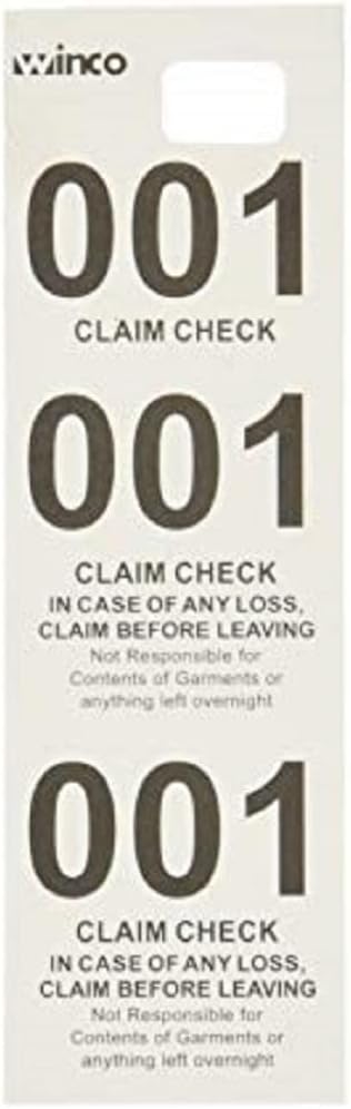 Winco Coat Checks, White, 500 Per Box, Medium
