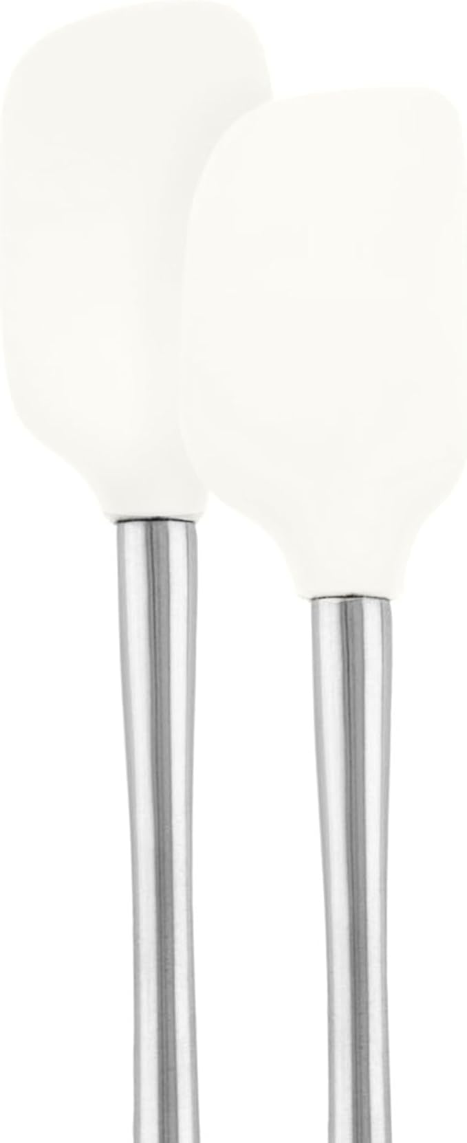 Tovolo Flex Core Mini Silicone Spatula Spoonula Set of 2 for Non Stick Cast Iron Cooking & Baking, Dishwasher Safe Heat Resistant BPA Free Small Stainless Steel Handle Kitchen Utensil, White