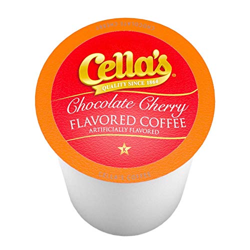 Cella's Chocolate Cherry Coffee Pods Compatible with Keurig K Cup Brewers, Medium Roast Flavored Coffee, Smooth Single Serve Pods for Home and Office, 40 Count