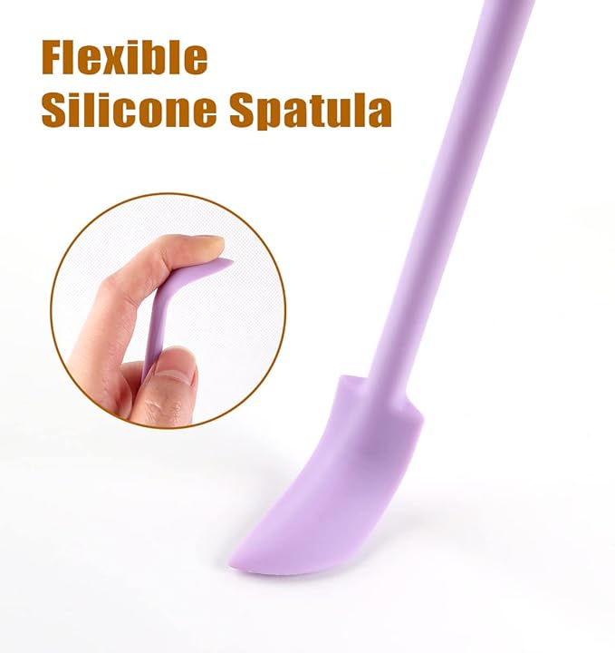 Silicone Spatula Set (6Pcs) - Mini Scraper Tool for Beauty & Food - Reach Every Last Drop, Multi-Size Spatulas for Makeup Jars, Lotion Bottles & Kitchen Containers (Blue and purple)