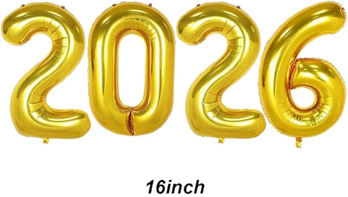 2026 Balloons Gold Number 2026 Balloon-16 Inch Number Foil Balloons for Graduation Party Decorations 2026