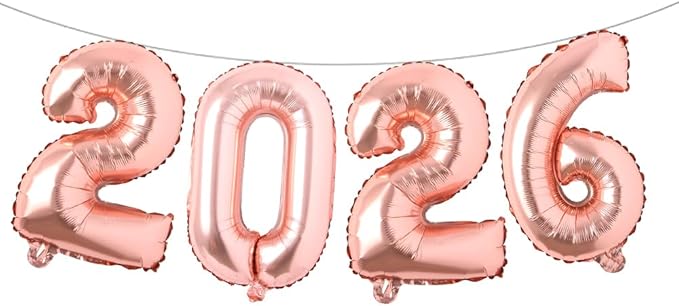 16 Inch 2026 Balloons Number 2026 Foil Balloons for New Years Eve Party Supplies Anniversary Party Graduation Decorations Home Office Decoration (2026 Rose Gold)