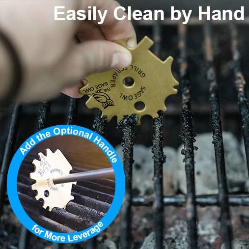 Sage Owl Bristle-Free Brass BBQ Grill Scraper – Safe Grill Cleaner for Outdoor, Porcelain, and Smoker Grills – Kitchen Gadgets, Barbecue Grilling Tools - Unique Gifts for Men Who Have Everything