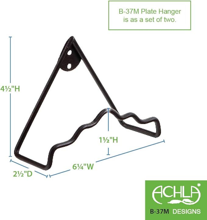 Achla Designs B-37M Plate Wall Hanger Bracket, Medium, 2-Pack