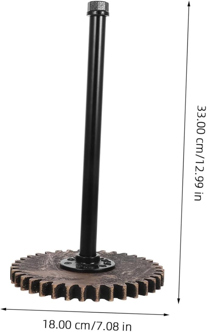 HOMSFOU Rustic Industrial Paper Towel Holder Freestanding Design for Kitchen and Bathroom Vintage Iron Pipe Stand for Paper Towels and Wrap Space-Saving Countertop Organizer
