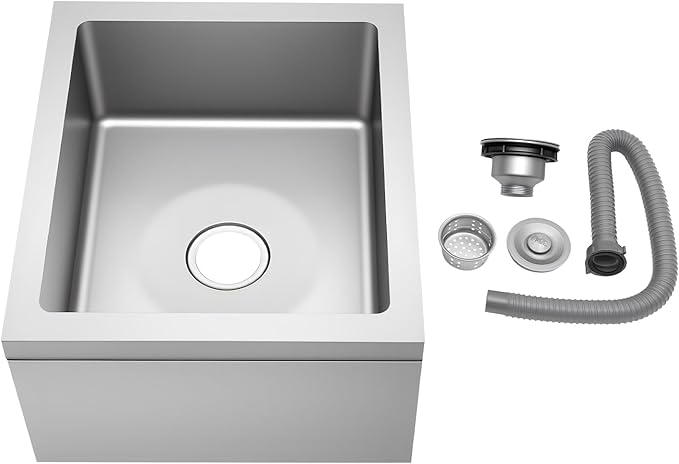Utility Floor Mount Mop Basin, 22 * 19in Stainless Steel Single Bowl Commercial Sink, Restaurant Kitchen Sink, Accommodating Sink Space, For Home, Restaurant, Hotel, Bar, Laundry Room.