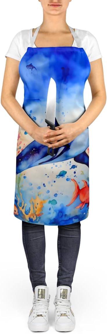 Caroline's Treasures Dolphin Apron Cooking Kitchen Server Baking Crafts Gardening for Adult Women Men, Unisex, Large, Multicolor