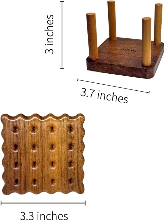 Kawaii Coasters, Walnut & Beech Wood Cookie Shaped Pads, 4PCS Set, Cute Biscuit Design, Ideal Coffee Table Insulation, Unique Gift for Coffee Lovers, Home Decor Essentials