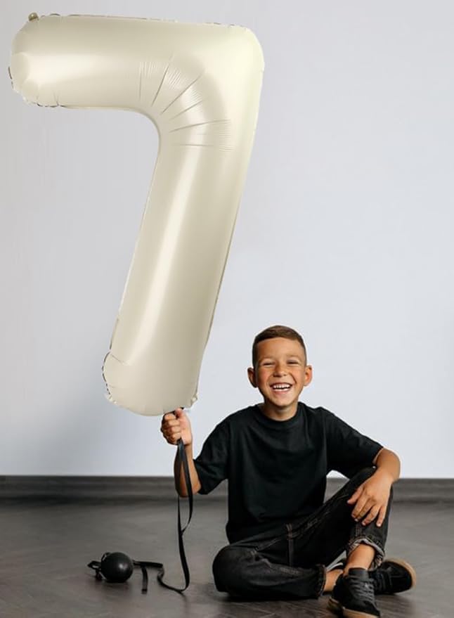 7 Balloon Numbers 40 Inch, 6 7 Birthday Decorations, Cream White Seven Birthday Decor, 7 17 27 70 Year Old Balloon Number for Engagement, Wedding, Graduations