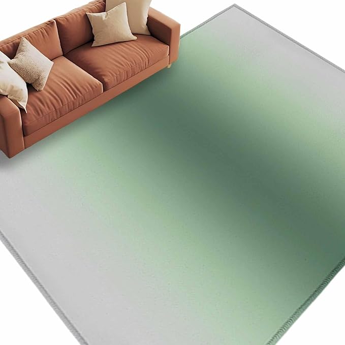 Area Rug 6x9ft, Rat Tail Green Gray Gradual Washable Rugs for Living Room Bedroom, Abstract Art Soft Non-Slip Area Rugs Rectangle Floor Carpet for Dining Room