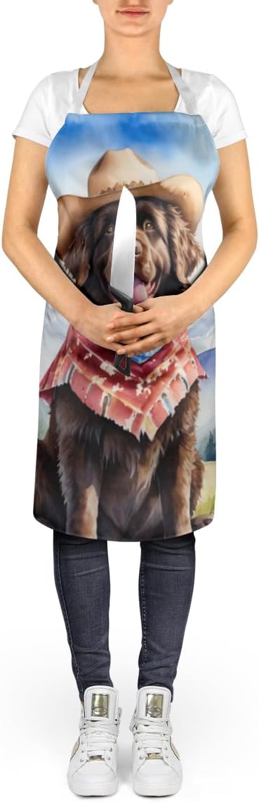 Caroline's Treasures Newfoundland Cowboy Welcome Apron Cooking Kitchen Server Baking Crafts Gardening for Adult Women Men, Unisex, Large, Multicolor