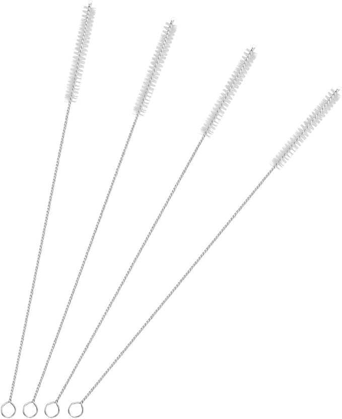 Drinking Straw Cleaning Brushes Set 17" Extra Long 1/2" Extra Wide Pipe Tube Cleaner Nylon Bristles Stainless Steel Handle - 17" x 1/2" (12 mm) - Set of 4