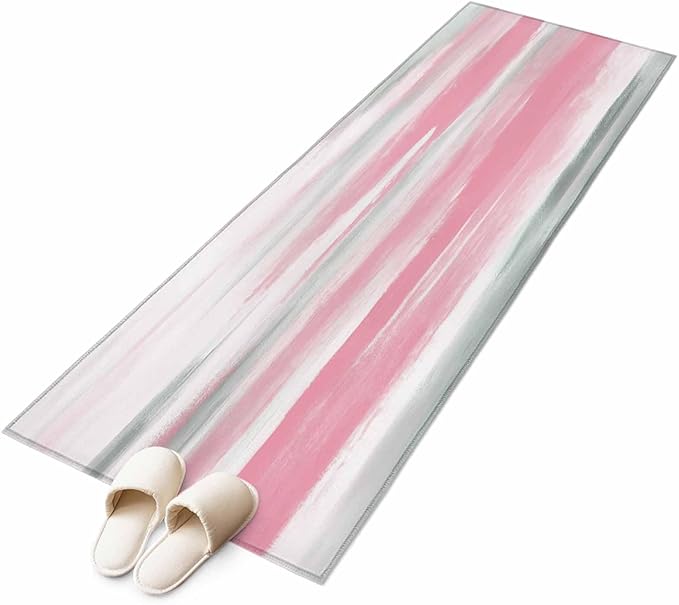 Runner Rug for Bedroom Hallway, Pink Grey Mottled Texture Seamless Kitchen Runner Rugs Area Rug 2x6ft, Gradient Abstract Art Washable Soft Floor Carpet for Entryway Stair