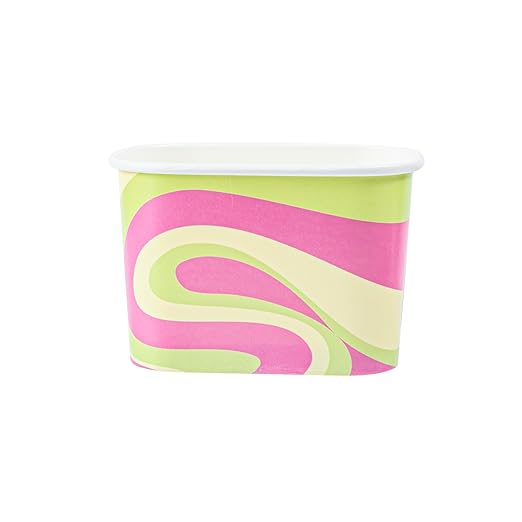 Coppetta 12 Ounce Dessert Cups, 50 Greaseproof Ice Cream Cups - Lids Sold Separately, For Hot And Cold Foods, Pastel Groove Paper Yogurt Bowls, Disposable, Sturdy - Restaurantware