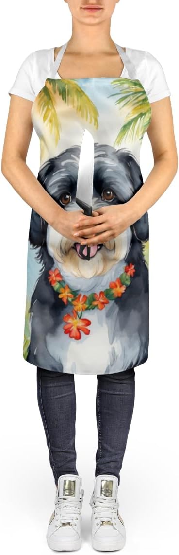Caroline's Treasures Havanese Luau Apron Cooking Kitchen Server Baking Crafts Gardening for Adult Women Men, Unisex, Large, Multicolor