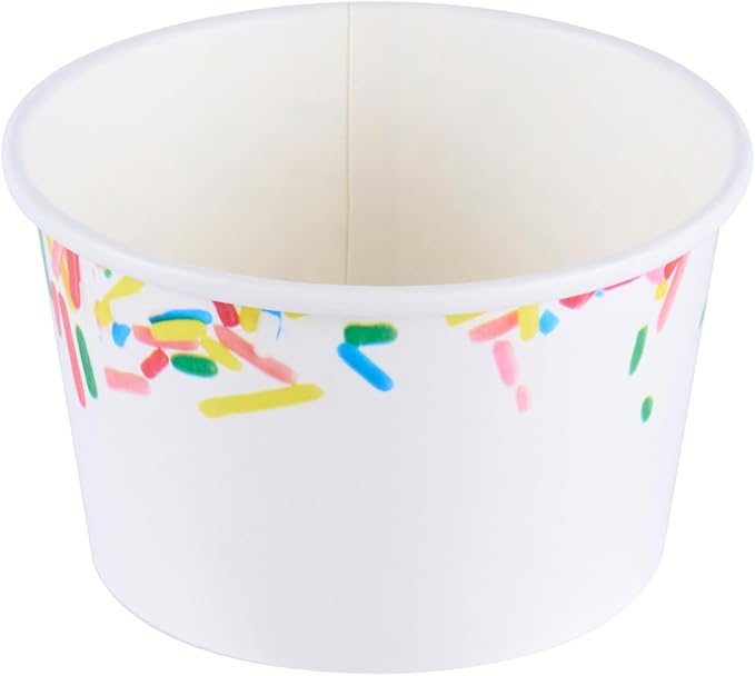 Restaurantware Ice Cream Cups 50 Pack of 8 oz Leak-Resistant Disposable Dessert Bowl Frozen Yogurt Cup Round Paper Container For Cold And Hot Desserts