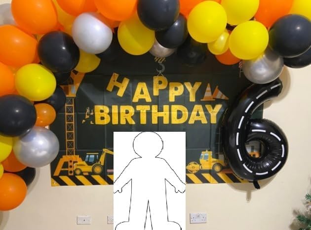 Number 6 Balloon 40 Inch, 6 7 Six Seven Birthday Decorations, 6th Birthday Balloon for Men Women, Line Black 16 60 61 65 Numbers Balloons Graduations Anniversary Supplies