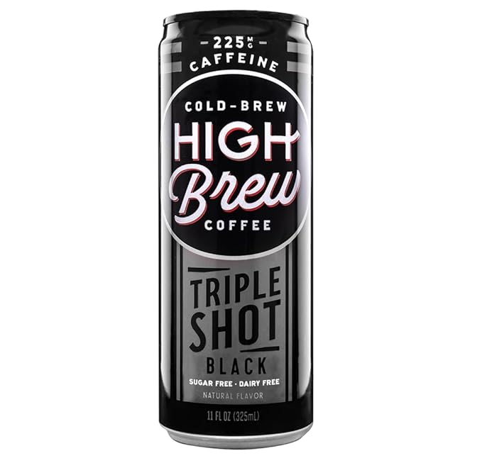 High Brew Coffee | Lightly Sweetened ColdBrewIcedCoffee with PureCaneSugar – 225 mg NaturalCaffeine, PatientlyBrewed, NeverHeated. Low-Acid, Ready-to-Drink -8 oz Can (Triple Shot Black) (Pack of 24)