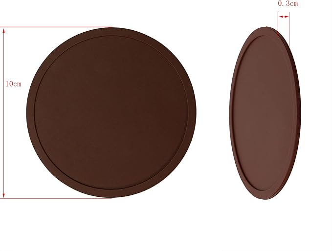 ONLYKXY 3 Pieces 3.93 Inch Silicone Coasters, Round Coasters for Drinks, Beverage Coffee Tea Coaster (Iron Red)