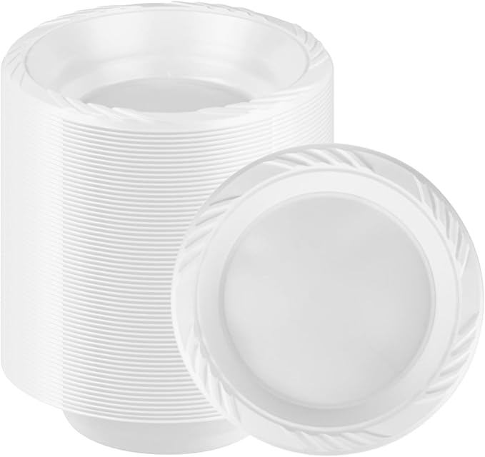 Blue Sky 50 Count Disposable Plastic Bowls, 18 oz., White