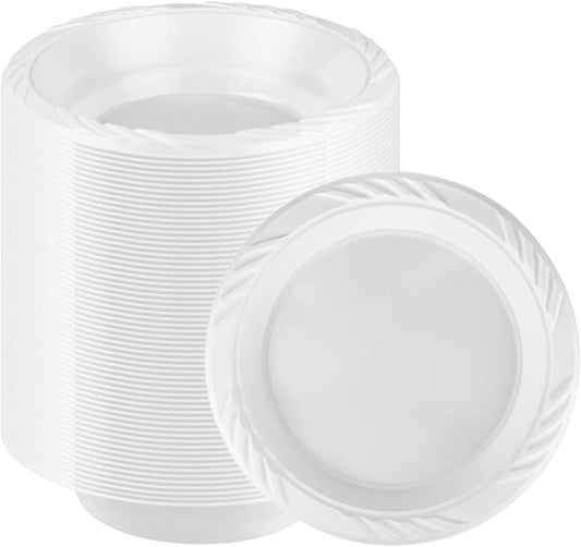 Blue Sky 50 Count Disposable Plastic Bowls, 18 oz., White