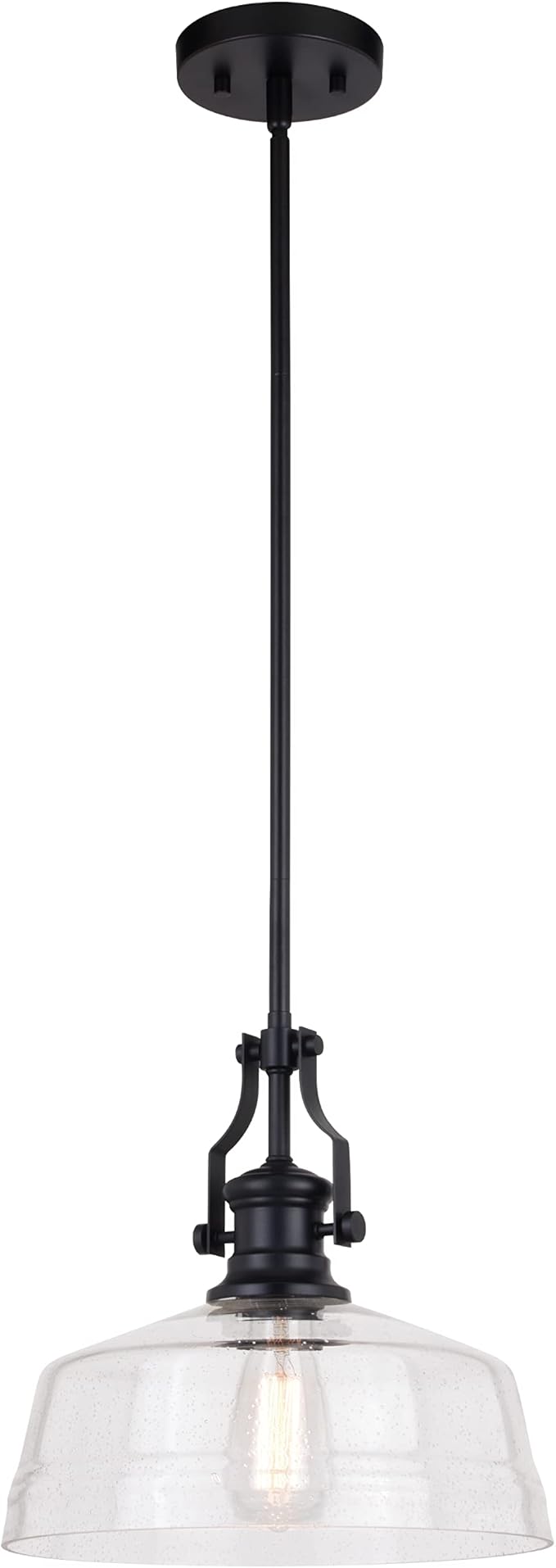 VAXCEL Beloit 1 Light Matte Black Farmhouse Pendant Light with Clear Glass Dome
