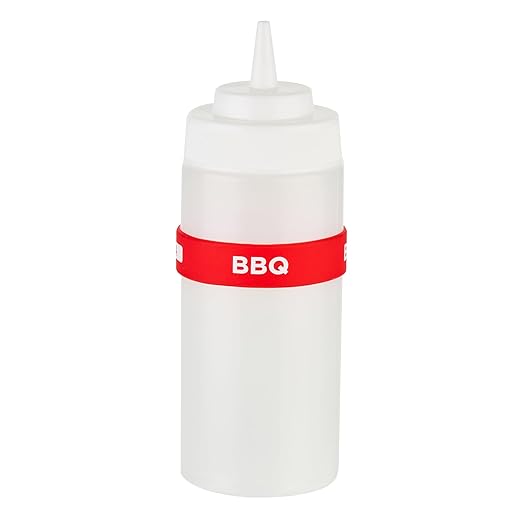 Restaurantware Silicone Squeeze Bottle Band 10 Count 2.75 Inch Dishwasher Safe Condiment Identification Band, BBQ Red Non-Slip Label Band for Condiment Labeling at Restaurants, Food Trucks