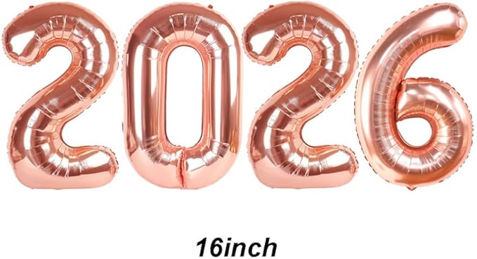 2026 Balloons Rose Gold Number 2026 Balloon-16 Inch Number Foil Balloons for Graduation Party Decorations 2026