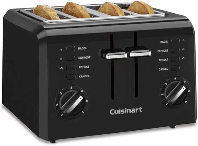 Cuisinart 4-Slice Compact Plastic Toaster, Black, CPT-142BKP1