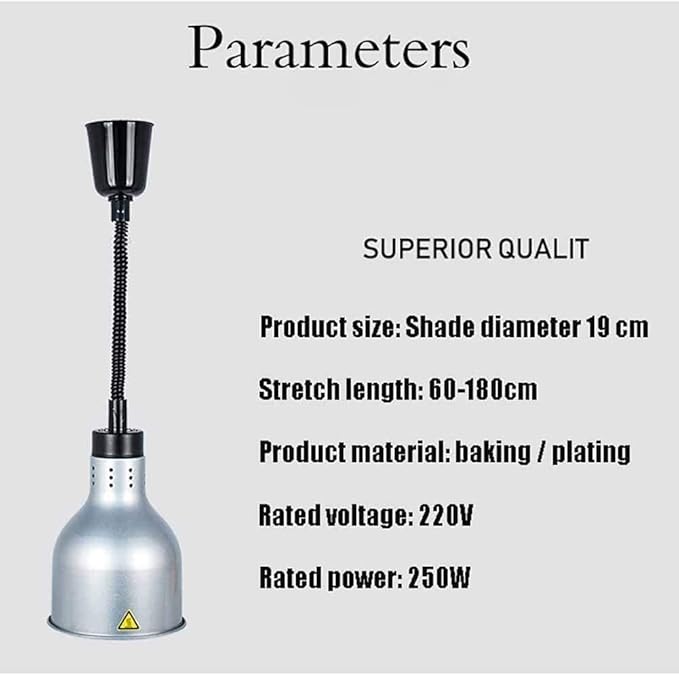 Retractable Hanging and Food Heat Retention lamp Single Head Expansion and Contraction Chandelier Buffet Cafeteria Food Insulation red Food Heating lamp 60 180 cm Long Length adju