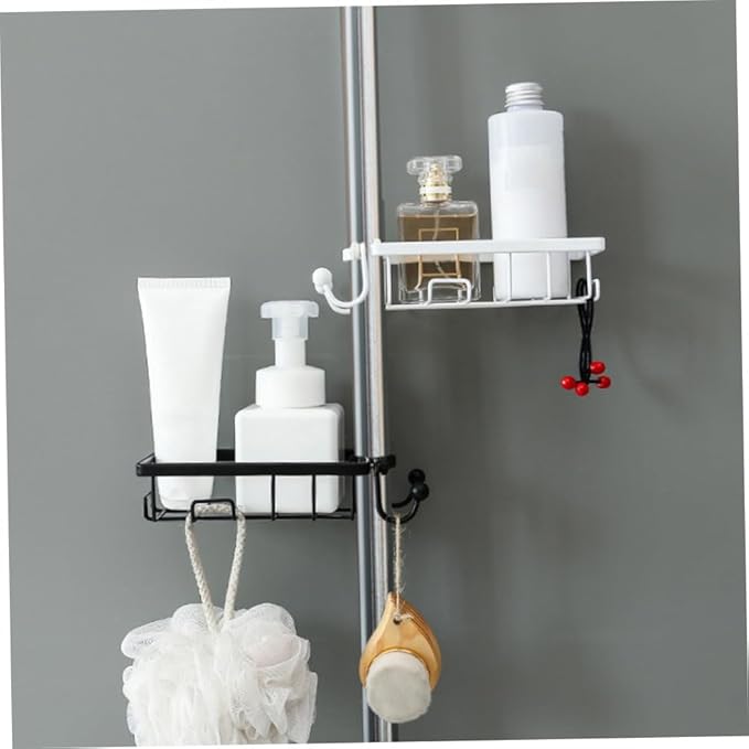Faucet Storage Rack with Rust-resistant Plastic and Iron Wire Sponge Holder for Kitchen Sink Dishcloth Organizer with Hooks Easy Installation Without Drilling White
