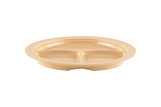 G.E.T. CP-531-T-EC Heavy-Duty 3 Compartment Plastic Divided Compartment Plates, Deep Sided, 10", Tan(Set of 4)