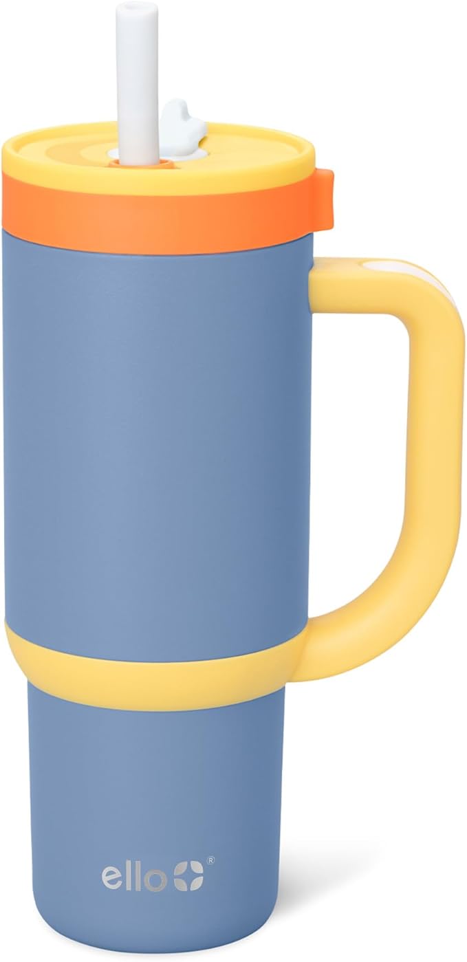 Ello Oasis 18oz Stainless Steel Kids Tumbler with Handle & Retracting Straw, 100% Leakproof, Double-Wall Vacuum Insulated, Kids Water Bottle for School, BPA Free, Dishwasher Safe, Lighthouse