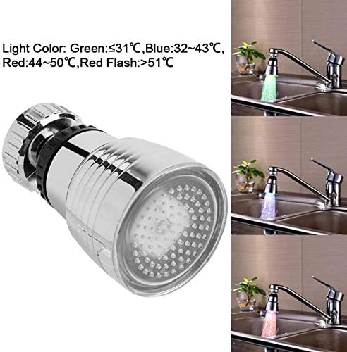 3 Color LED Light Changing Glow Temperature Sensor Shower Stream Water Faucet Tap Round 360Degree Rotate for Kitchen Bathroom 1 PCS