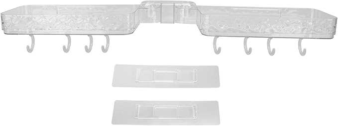 Asixxsix Kitchen Sink Organizer, No Drilling Self Adhesive Foldable Plastic Sponge Holder For Bathroom Shower Shelf With Corner Mounting Design For Kitchen Bathroom (Transparent)