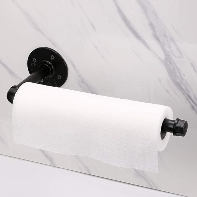 Sumnacon Industrial Iron Pipe Paper Towel Holder - Wall Mounted Vintage Style Roll Tissue Holder, Rustic Towel Racks with Hardware for Bathroom, Kitchen, Electroplated Finish