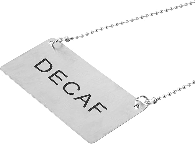 Restaurantware 26 Inches Chafer Urn Chain and 3.5 x 1.6 Inch "Decaf" Label - 12 Count - Met Lux Stainless Steel Chafing Dish Accessory, Durable, Easy to Use - Label for Catering, Buffet