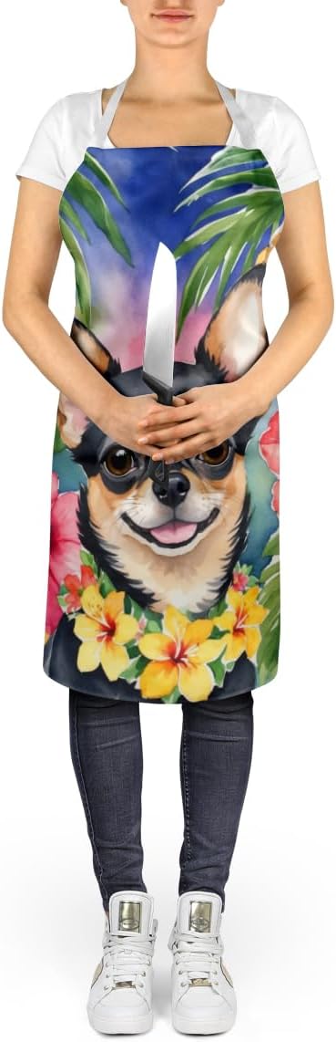 Caroline's Treasures Chihuahua Luau Apron Cooking Kitchen Server Baking Crafts Gardening for Adult Women Men, Unisex, Large, Multicolor