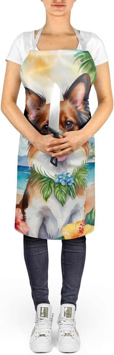 Caroline's Treasures Papillon Luau Apron Cooking Kitchen Server Baking Crafts Gardening for Adult Women Men, Unisex, Large, Multicolor