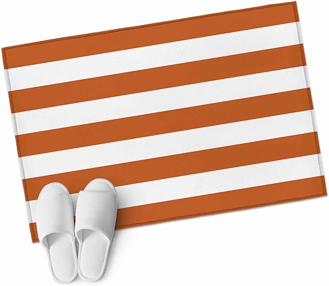 Area Rug 2x3ft, Farmhouse Classic Stripes Washable Rugs for Living Room Bedroom, Orange White Soft Non-Slip Area Rugs Rectangle Floor Carpet for Dining Room