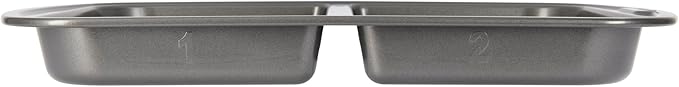 GoodCook Everyday Divided Baking Pan 1.5-Inch Deep 2-Section Non-Stick Scratch-Resistant Carbon Steel Construction for Meal Prepping & Sheet Pan Dinners, 11x15-Inch, Gray