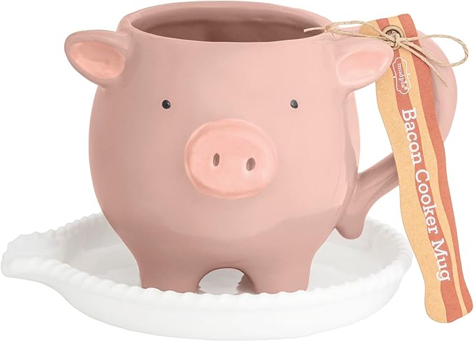 Mud Pie Pink Stoneware Pig Bacon Cooker Mug