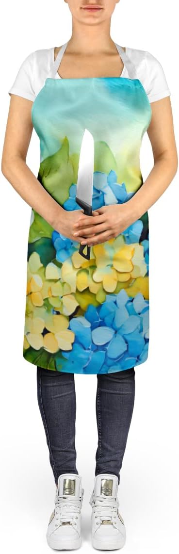 Caroline's Treasures Hydrangeas in Watercolor Apron Cooking Kitchen Server Baking Crafts Gardening for Adult Women Men, Unisex, Large, Multicolor