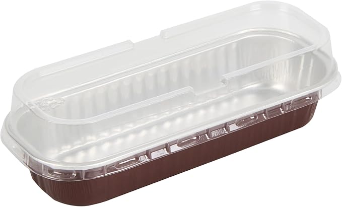 Restaurantware-6.8 Ounce 6.5 X 2.6 X 1.2 Inch Mini Cake Pans, 100 Round Baking Cup - Disposable, With Dome Lids, Coffee Brown Aluminum Cake Pans, Lightweight, For Frosted Mini Desserts