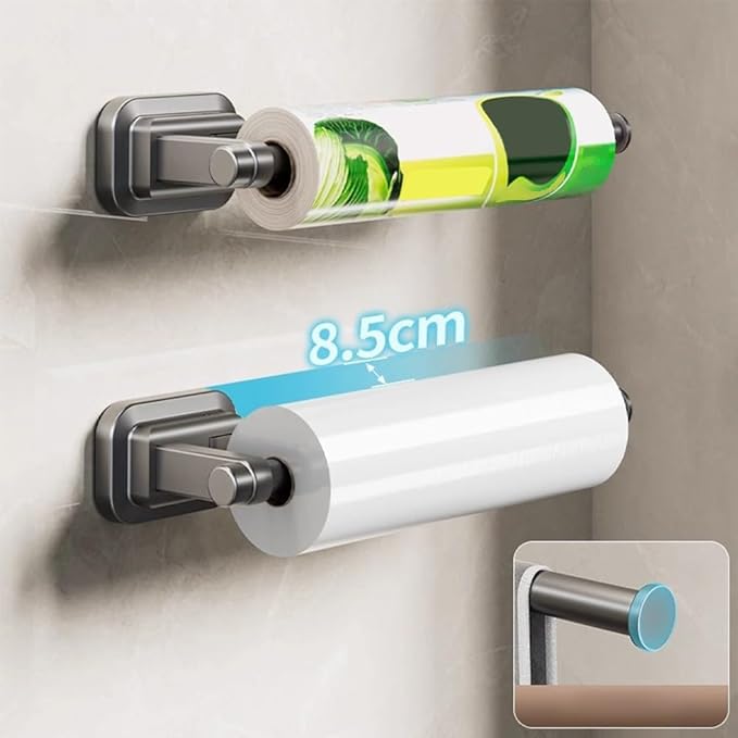 Strong Suction Cup Paper Towel Holder for Kitchen, Bathroom, or RV Wall Mount, Space Saving Tissue Roll Dispenser for Various Surfaces (2 Pcs)