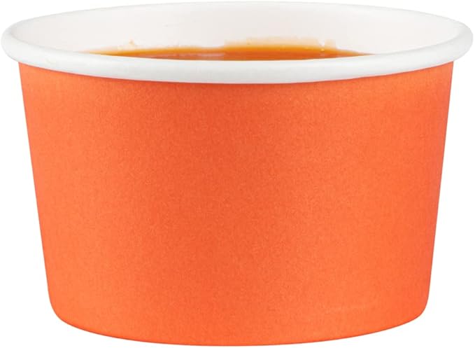 Coppetta 5-Ounce Dessert Cups, 50 Disposable Ice Cream Cups - Lids Sold Separately, Sturdy, Orange Paper Frozen Yogurt Bowls, For Hot And Cold Foods, Perfect For Gelato Or Mousse - Restaurantware